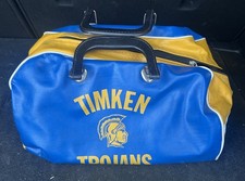Vintage TIMKEN TROJANS Ohio Gym Bag Faux Leather Zip