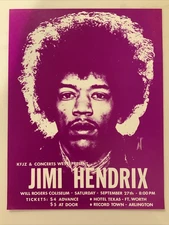 Jimi Hendrix Experience 1969 Ft. Worth, TX Concert Handbill