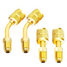 Zoizocp R410A Adapter 5/16" SAE Female to 1/4" 2 Straight 2 Angled, Brass