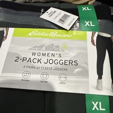 2 X Eddie Bauer Women's 2 Pack Mid-Weight Fleece Jogger Size XL Breathable