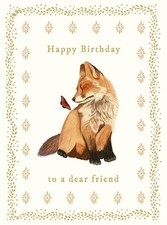 Cute Birthday Card Fox To a Dear Friend - Illustrated Wildlife Greeting Card