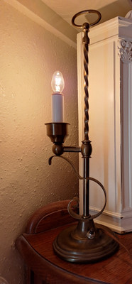 Single Candle Electric Light EAGLE Made in USA Colonial Brass Twisted WORKS