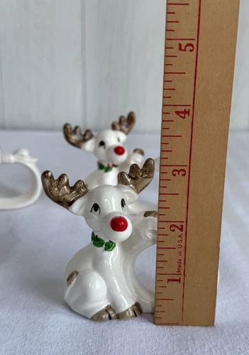 Vintage Fitz & Floyd Christmas Reindeer Napkin Ring Set Of 8 - Picture 19 of 20