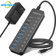 Image of USB Hub 10-Port USB C Hubs 60W with 10Gbps Data Transfer Ports Individual Touch