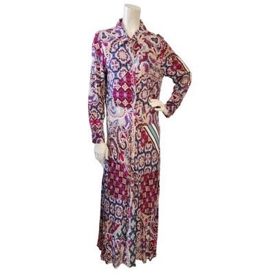 Soft Surroundings Maxi Dress Women's M Palermo Soho Long Sleeve Multi-Color Boho