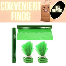 Cellophane Wrap Roll Green | 100’ Ft. Long X 16” in. Wide | 2.3 Mil Thick Tra...