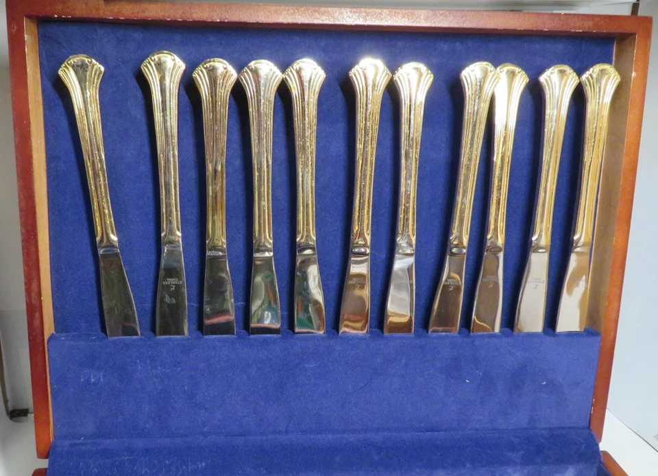 Vintage Unbranded Cutlery Silverware Flatware Gold Electroplate Stainless Set GU - Image 4 of 4