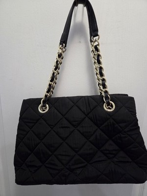 TALBOTS BLACK QUILTED SHOULDER BAG WITH GOLD TONE HARDWARE