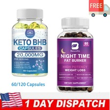 Night Time Fat Burner /Keto BHB 20,000Mg Pure Fat Burner Weight Loss Diet 60/120