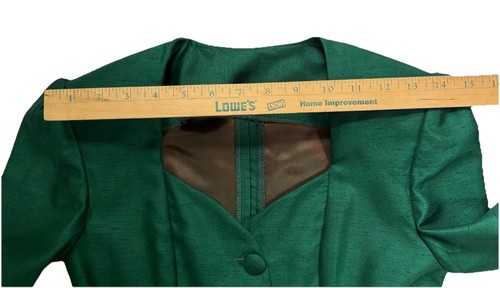 VTG Handmade Emerald Silk Shantung Skirt Suit Set Jacket & Maxi Skirt Lined XS/S - Picture 10 of 24