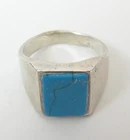 Vintage Sterling Silver ring with Turquoise Inlay Unisex 925 Mexico Size 13