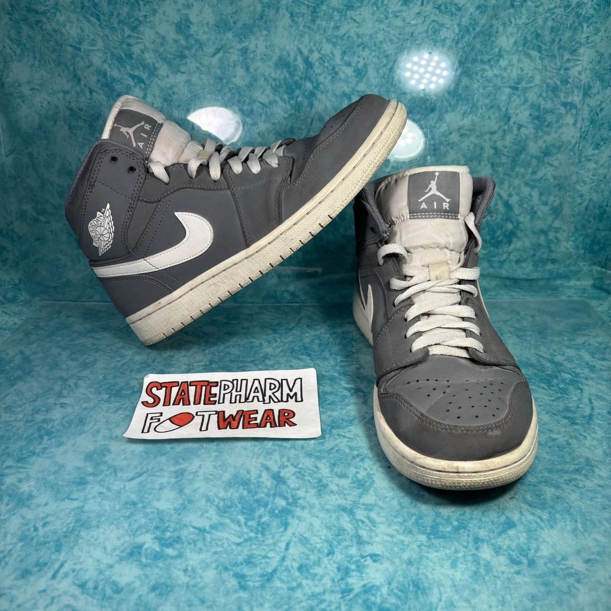 Nike Air Jordan 1 Mid Cool Grey Men\'s Size 7 Retro OG Style 554724-014 in GC Jordan Air Jordan 1 Mid SE Cool Grey Mens Lifestyle Shoes  main image 3