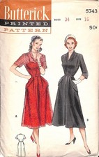 Vintage 1950s Dress Butterick Sewing Pattern ...