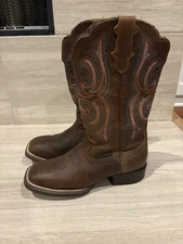 Justin Brown Women's Leather Cowgirl Boots Square Toe Size 7 B