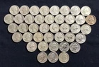 uncirculated bu washington 90% silver quarters, full roll of 40 coins, 1947-64