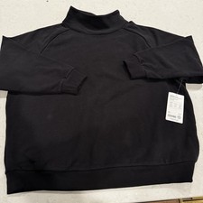 Athleta Forever Fleece Mockneck Sweatshirt Black Women's Size XL New