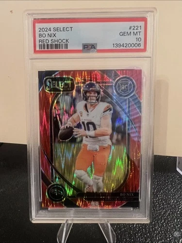 2024 Panini Select Club Level Bo Nix #221 Red Shock Prizm /249 (RC) PSA10 🔥