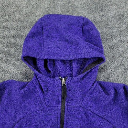The North Face Hooded Jacket Girl's Medium Purple Full Zip Fleece Long Sleeve - Picture 2 of 17