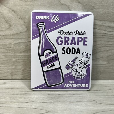 #ad DISNEY PARKS Pixar UP Doctor Pete’s Grape Soda For Adventure Metal Magnet New $9.69