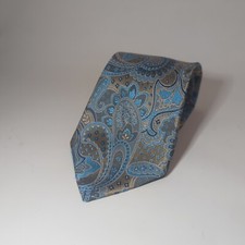 Geoffrey Beene Paisley Print Men's 100 Silk Tie 3 3/4" x 60" Light Blue Khaki