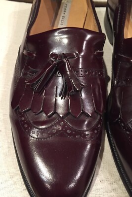 Perry Ellis Men’s Burgundy Tassel Loafers Perry Ellis Mens Sz. 9.5W Vintage Burgundy Leather Slip On  main image 3