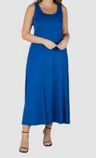 24seven Comfort Apparel Women's Blue A Simple A-Line Tank Dress Plus Size 1X