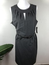 TAHARI ASL Women's 12  sleeveless sheath dress w belt knee length LBD career