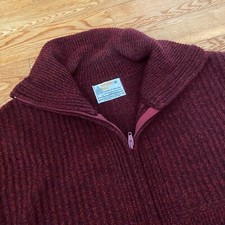 London Fog Cardigan Sweater Men M Ribbed Full Zip Burgundy Grandpa Made in USA