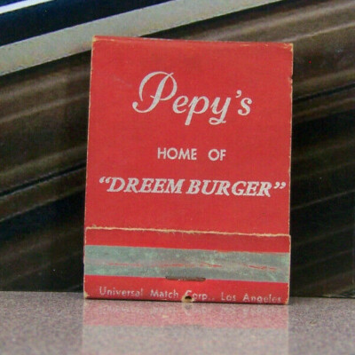 Vintage Matchbook K6 California Los Angeles Dreem Burger Pepy's Sepulveda Coffee