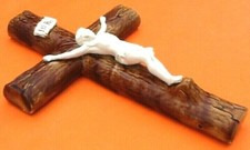 Crocifisso Antico A Appendere (Grande Taglia) Ceramica Vetri Croce IN
