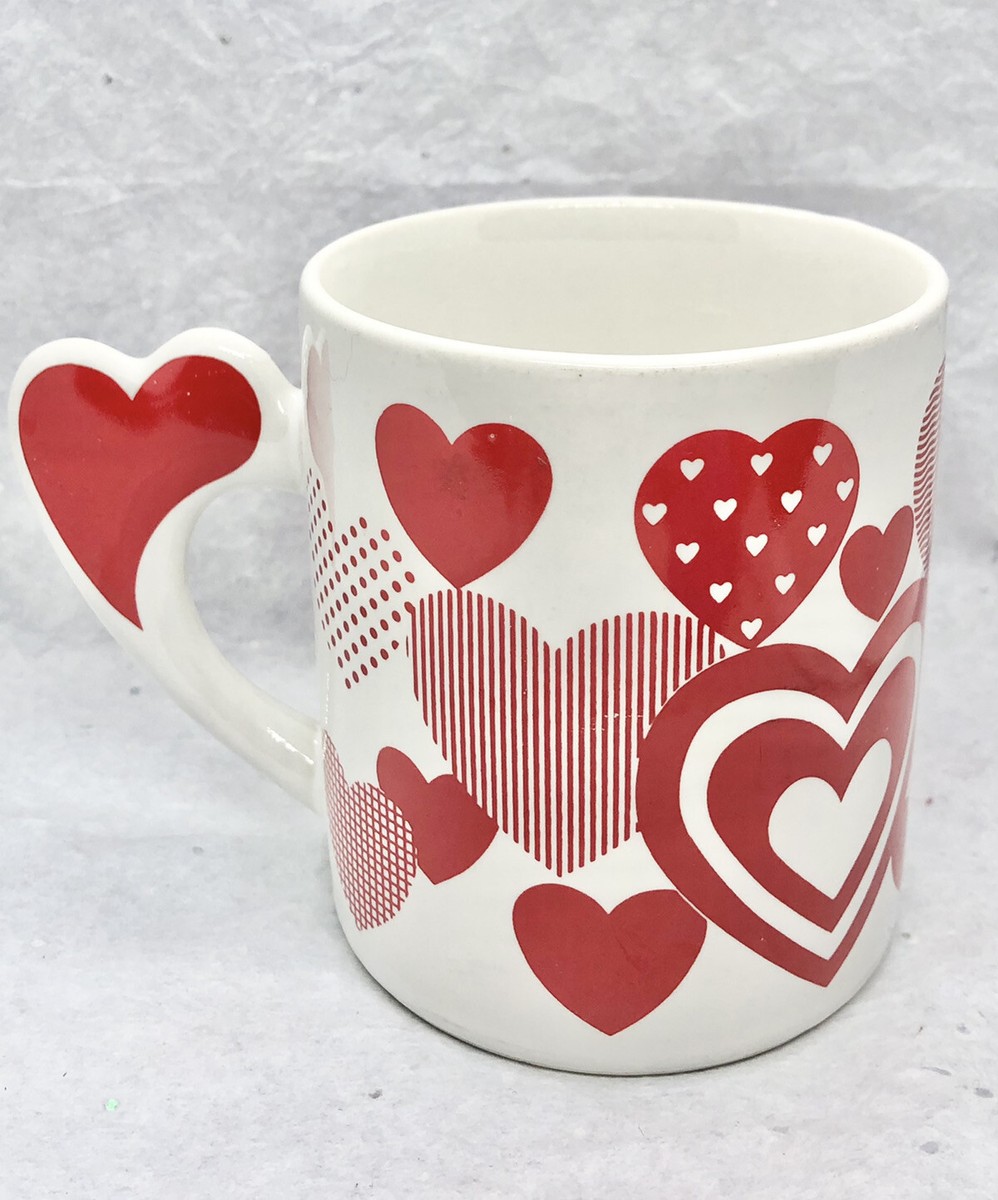 The Love Mug Red Heart Handle Vintage 1980's 6oz Coffee Cup HRT