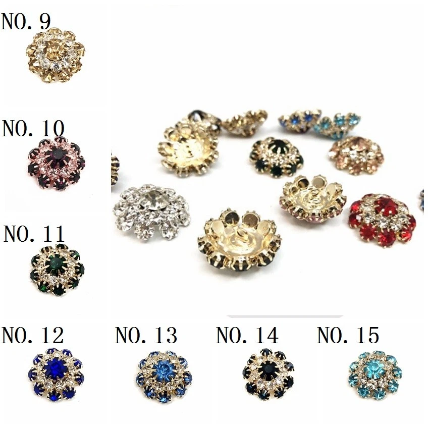 2x 21mm Damante Flower Buttons One Hole Shiny Crystal Sewing Crafts Fashion Chic - Image 4 of 4