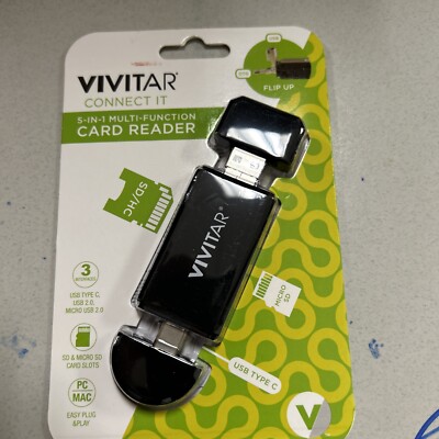 Vivitar Connect It 5 in 1 Multi Function Card Reader OTG USB USB-C - 2B9