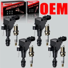 4X OEM Brand Ignition Coil & Iridium Spark Plug For Chevy Cobalt Buick 2.4 UF491