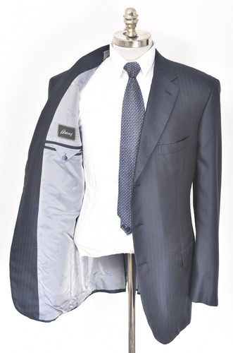 NEW BRIONI Parlamento Navy Blue Herringbone Pure Silk Sport Coat 46 L (EU 56) - Picture 4 of 6