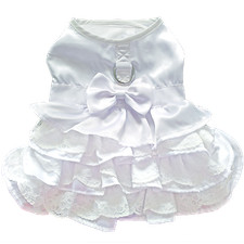 Dog Harness Wedding Dress with Veil and Matching Leash XX-Small