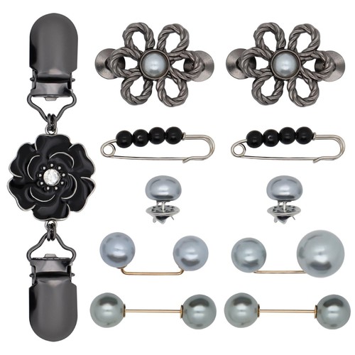 11 Pcs Pearl Waist Brooch Pins Dress Clips Back Cinch Waist Cincher Tightenin...