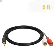 3.5mm to RCA Cable 2RCA to AUX Cord 2-RCA Adapter Stereo Audio Y-Cable NEW