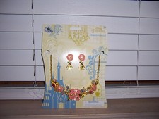 Disney Princess Beauty  Beast Belle Costume Jewelry Set Necklace Clip Earrings