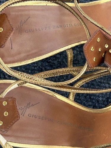 GIUSEPPE ZANOTTI Strappy Gladiator High Heeled Studded Leather Sandals Size 39.5 - Picture 4 of 19