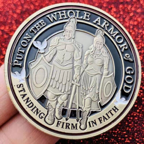 100 pz Put on the Whole Armor of God Challenge moneta commemorativa bronzo metallo - Foto 3 di 11
