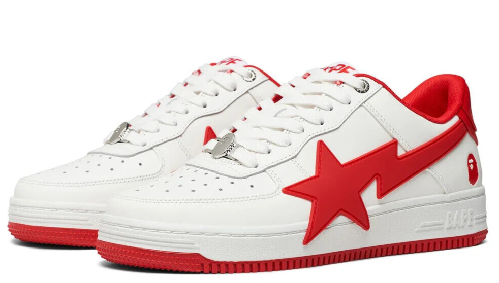 BAPE スターロゴ レザースタジアムジャンパー110 赤白 BAPE スターロゴ レザースタジアムジャンパー110 赤白 BAPE スターロゴ