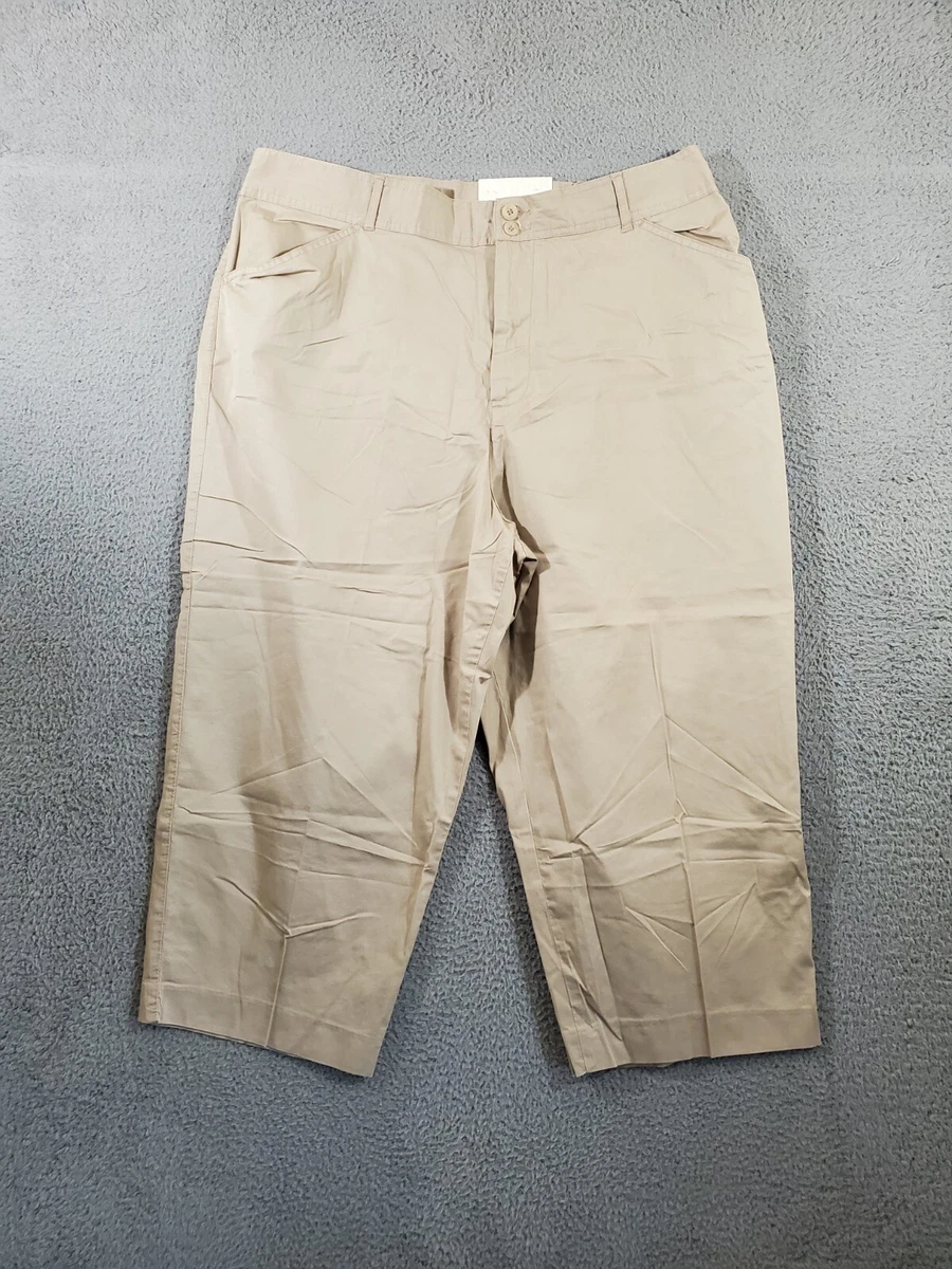 White Stag Cropped Pants Womens 22W Beige Stretch Tapered Leg