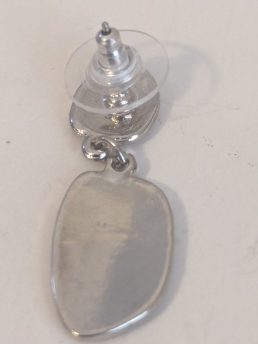 1.5" Hammered & Etched Silver Post Hanging Earrings - Picture 4 of 4
