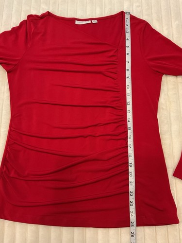 Susan Graver Women's Ruched Front Top Red Size Small Long Sleeve Liquid Knit - Picture 4 of 7