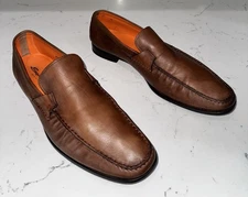 Santoni 81747 Loafers Brown Pebbled Leather Italy Size 13D
