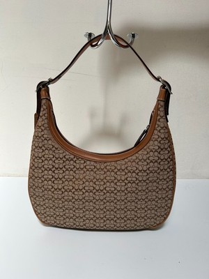 希少‼︎未使用【COACH】レザー　シボ革　タッセル　ブラウン　肩掛け　Y2K Vintage Y2K Coach Brown Hobo Signature Canvas Leather Shoulder