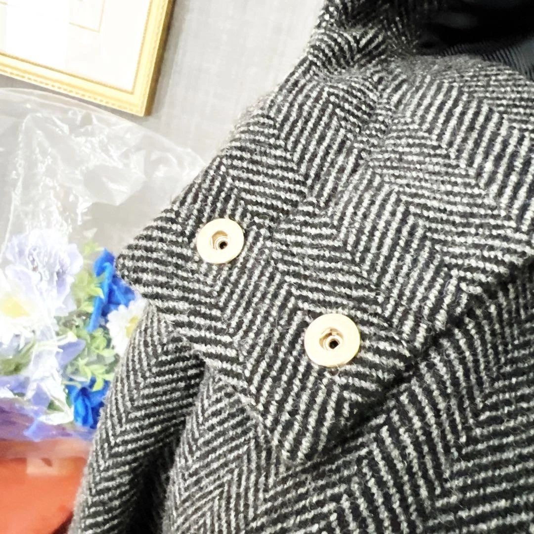 GUCCI piumino a spina di pesce in cashmere cappotto tweed