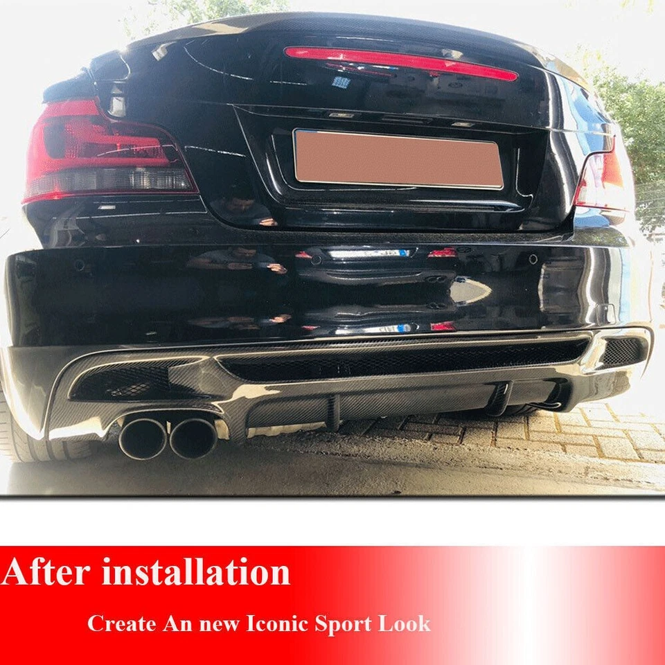 Difusor de labios de parachoques trasero de carbono real apto para BMW E82 125i 135i M Sport 2007-13 Foto 4 de 4