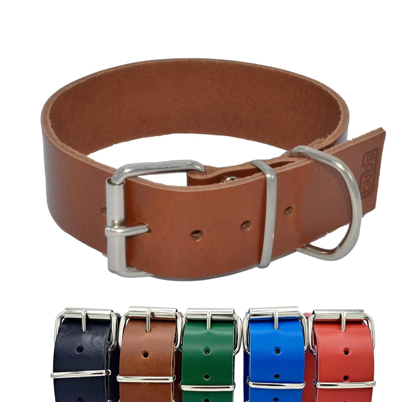 Collier en cuir XL pour grand chien en vachette véritable marron